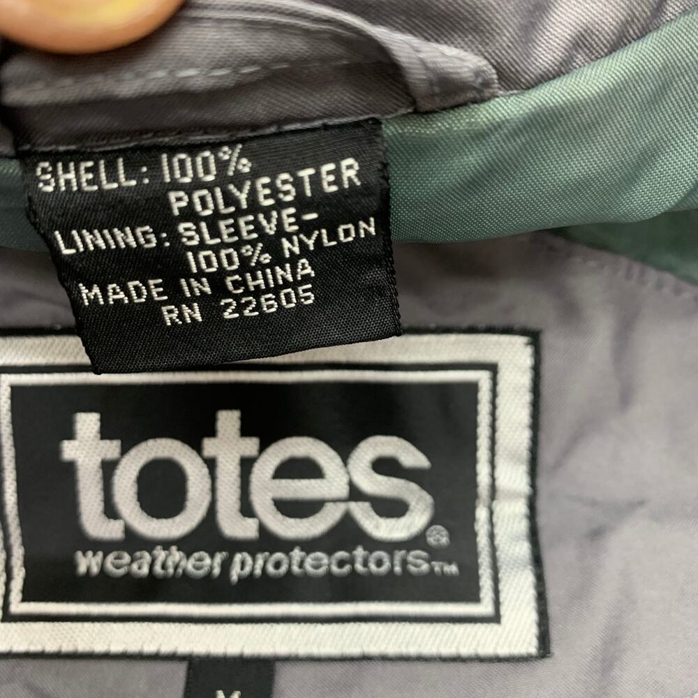 Totes Sz Medium Packable Rain Jacket Trench Coat Gray Long Lightweight Collar - Picture 4 of 9
